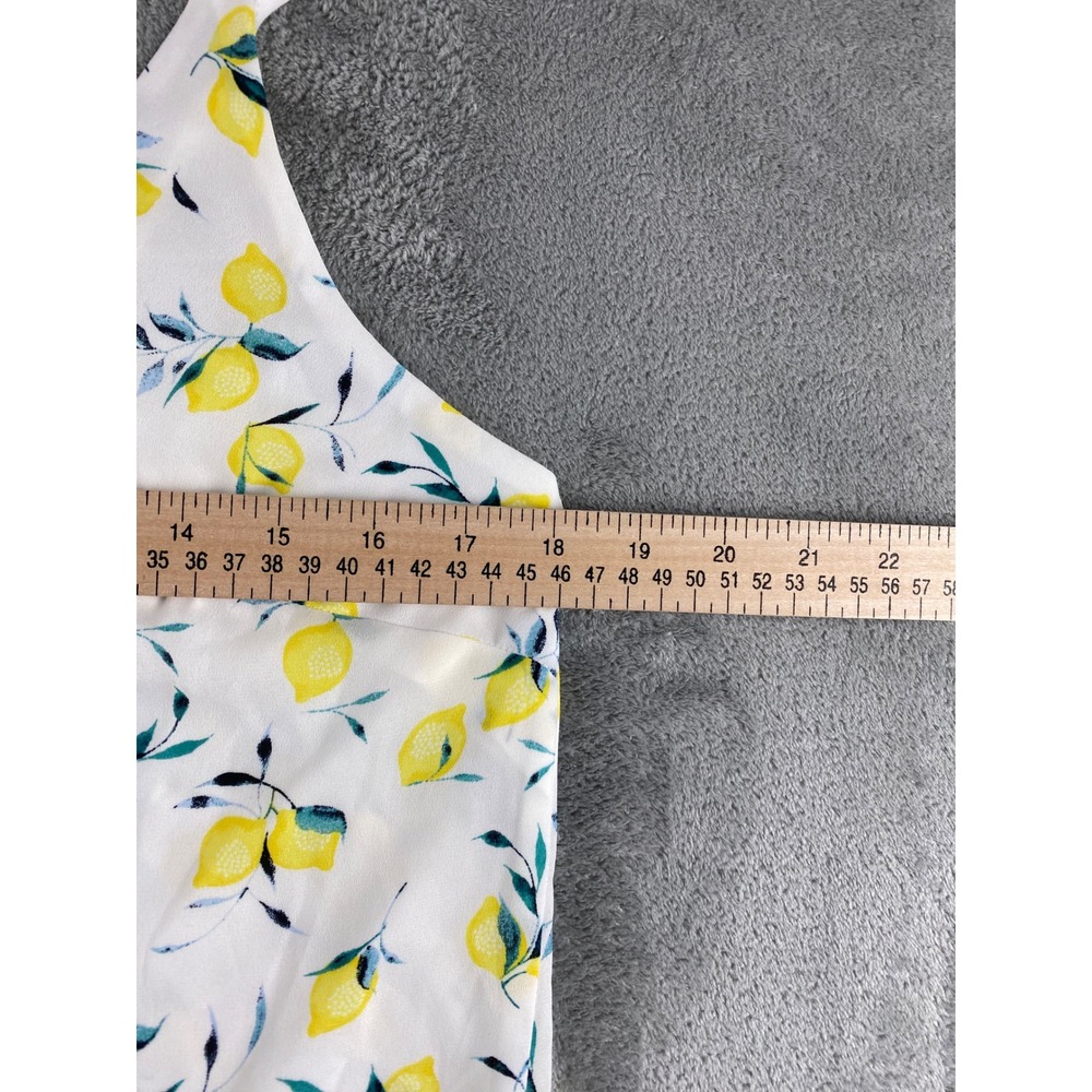 Banana Republic Petite Lemon Print Cami Tank Top Womens MP White Yellow - Picture 4 of 8